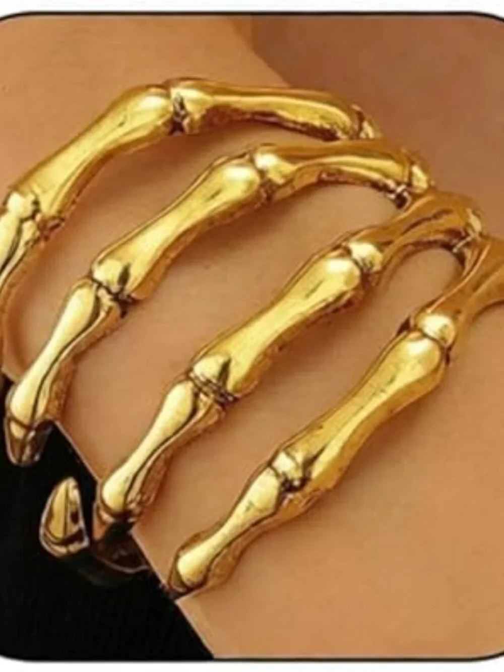 NEW Punk Skeleton Hand Bracelet‎ Gold Skull Arm Cuff Open Adjustable Standout